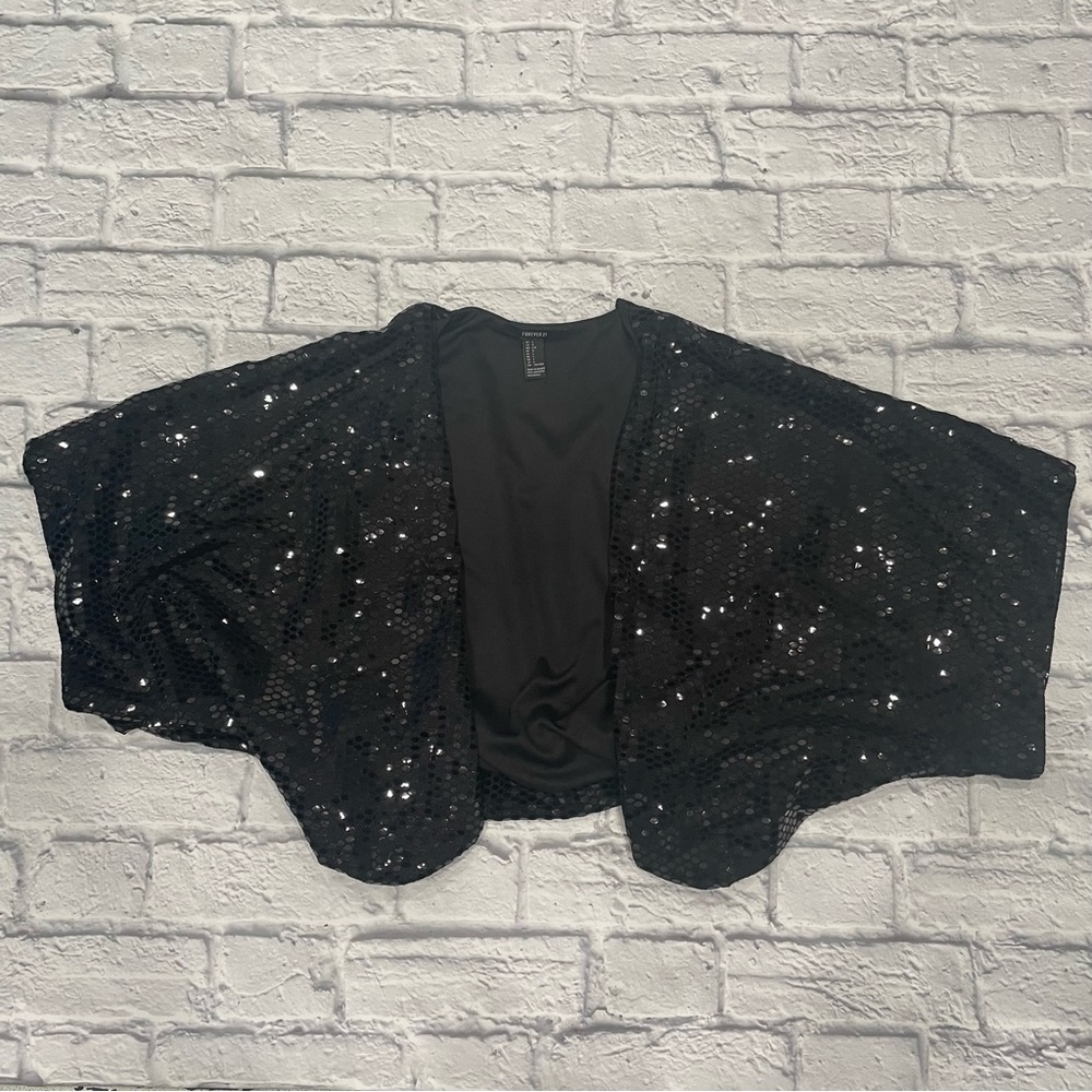 Forever 21 Black Sequin Crop Jacket